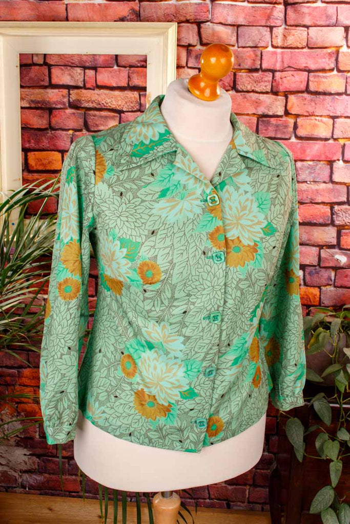 Schlager Bluse grün Muster