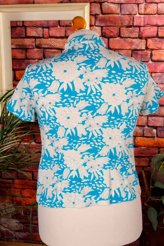 DDR Bluse türkis Muster