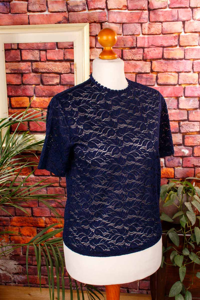 Spitzenbluse marineblau