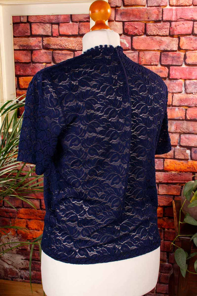 Spitzenbluse marineblau