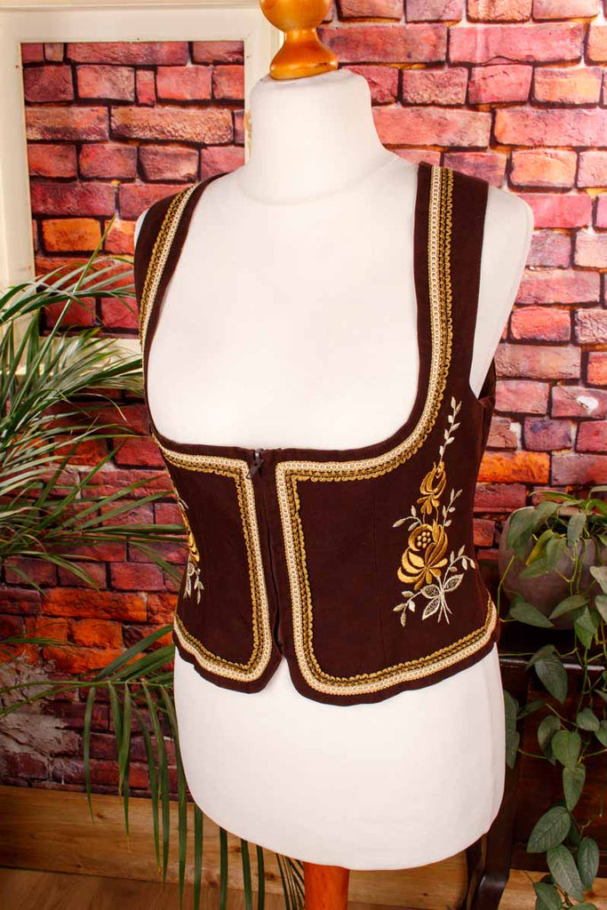 Dirndl Mieder braun bestickt