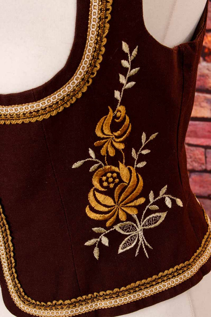 Dirndl Mieder braun bestickt