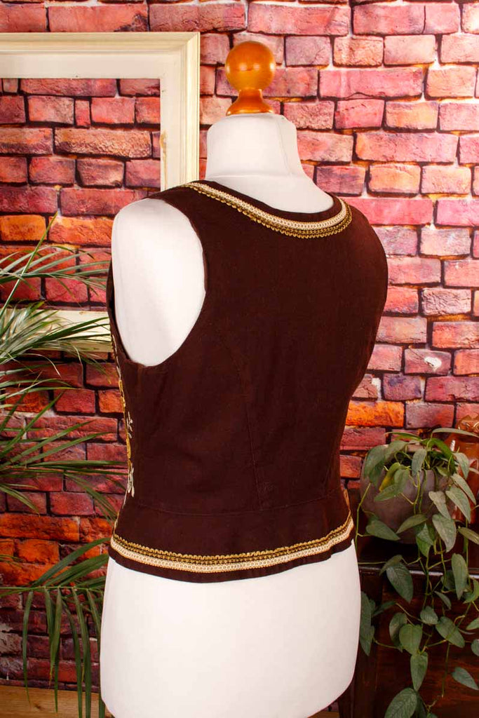 Dirndl Mieder braun bestickt