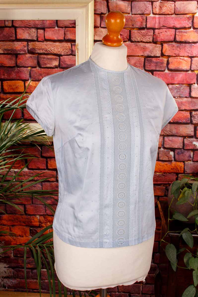 Baumwolle Top babyblau Spitze