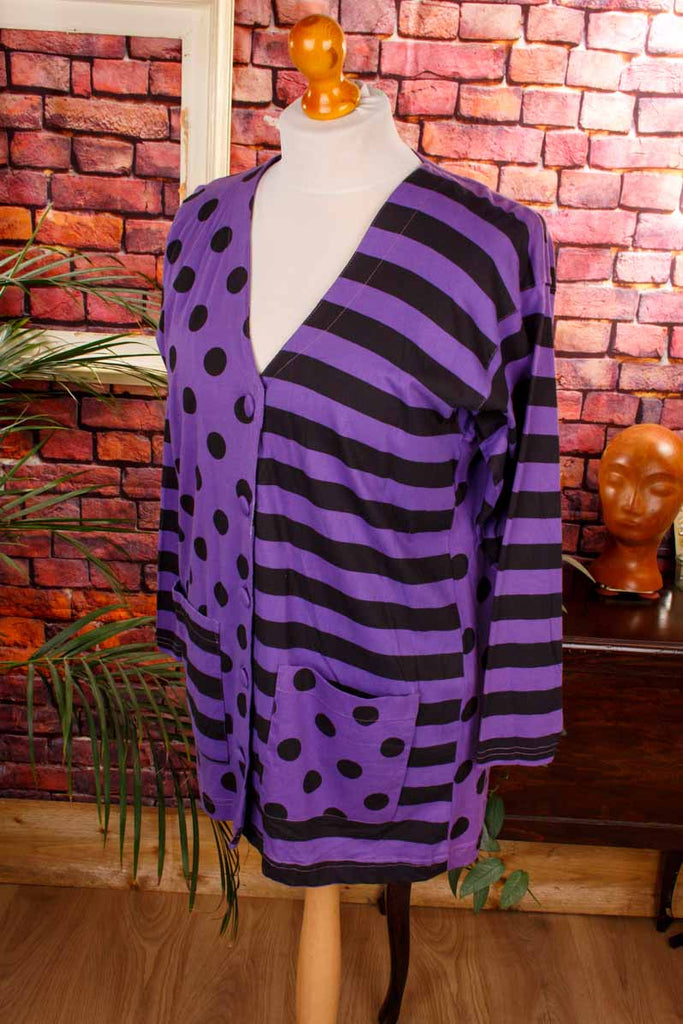 80er Top lila Muster