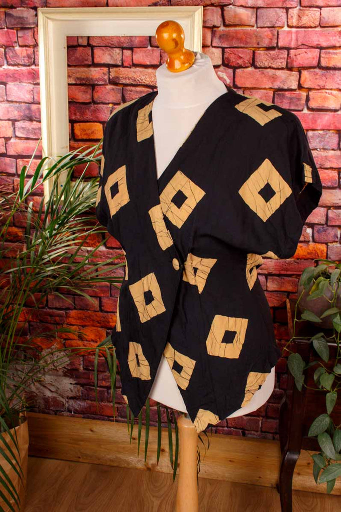 Wickelbluse schwarz beige