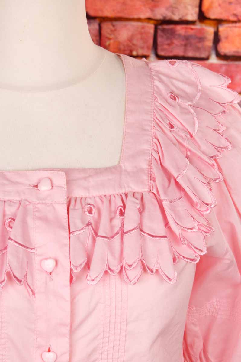 süße Landhaus Bluse rosa Herzchen