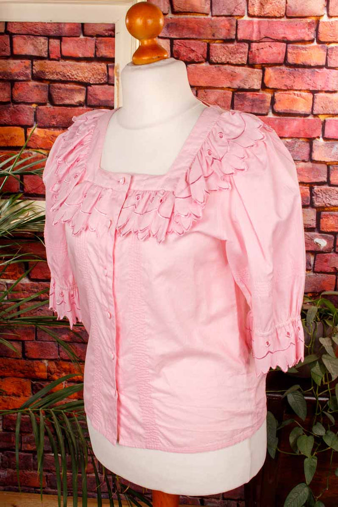 süße Landhaus Bluse rosa Herzchen