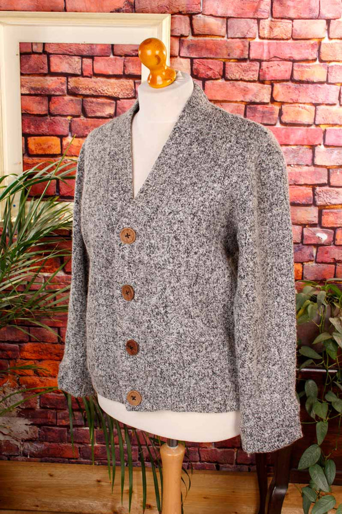 Wolle Strickjacke grau meliert