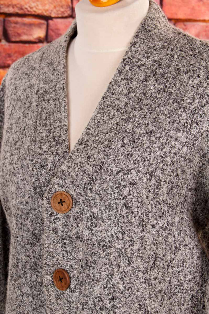Wolle Strickjacke grau meliert