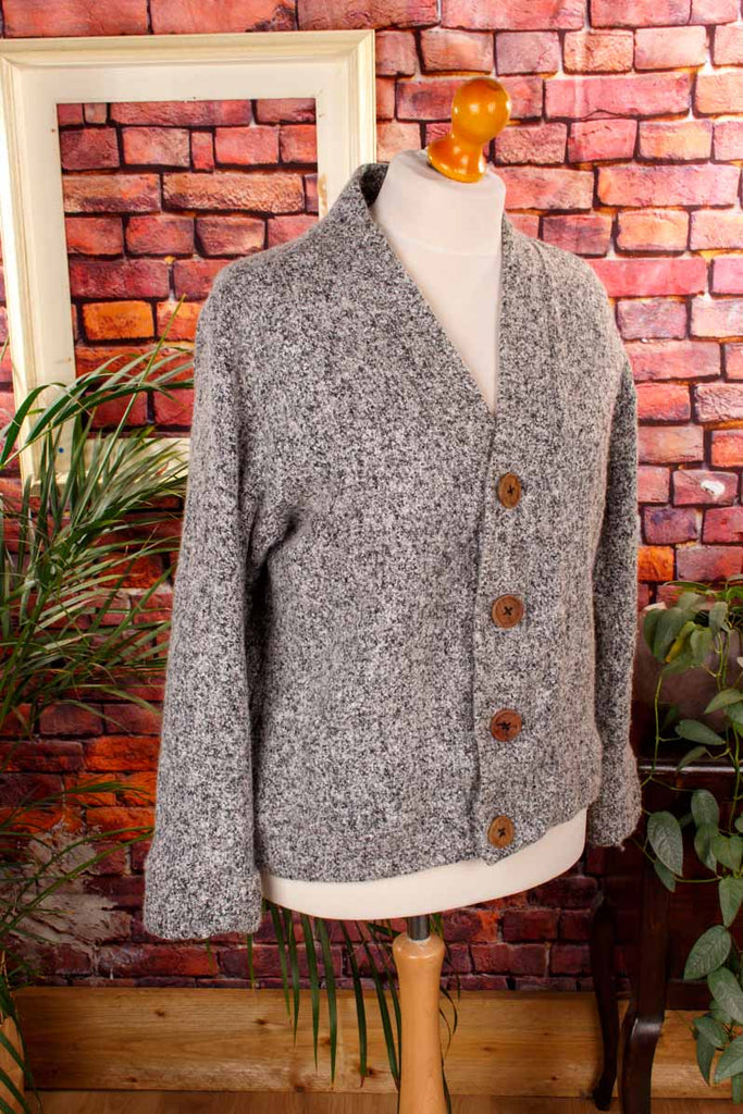 Wolle Strickjacke grau meliert