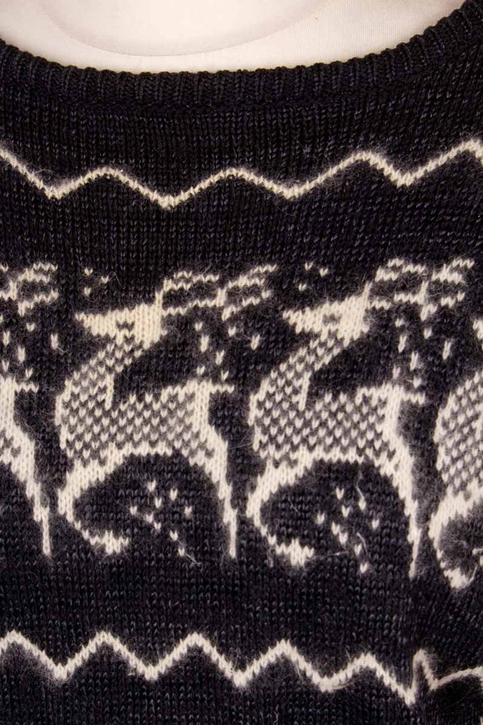 Winterpulli grau Rentiere