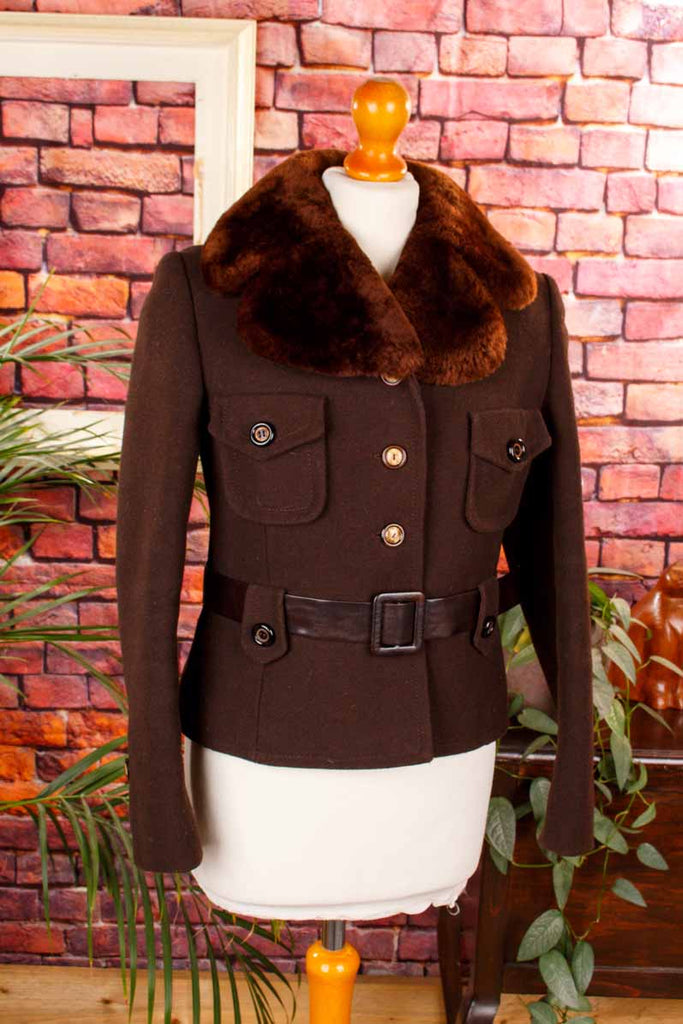 Wolle Lammfelljacke braun