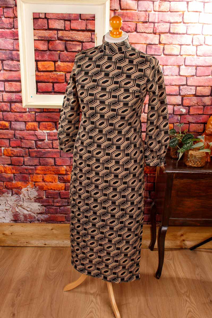 Vintage Wabenkleid beige-braun