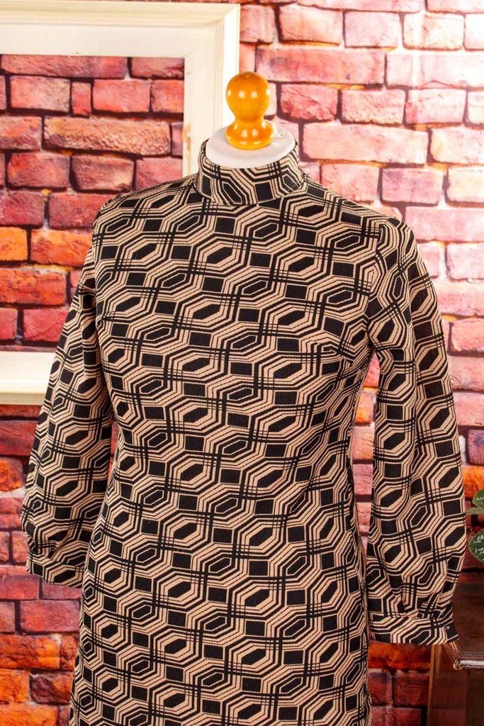 Vintage Wabenkleid beige-braun