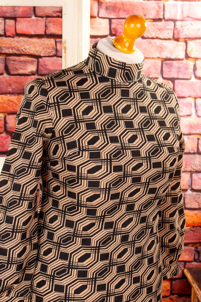 Vintage Wabenkleid beige-braun