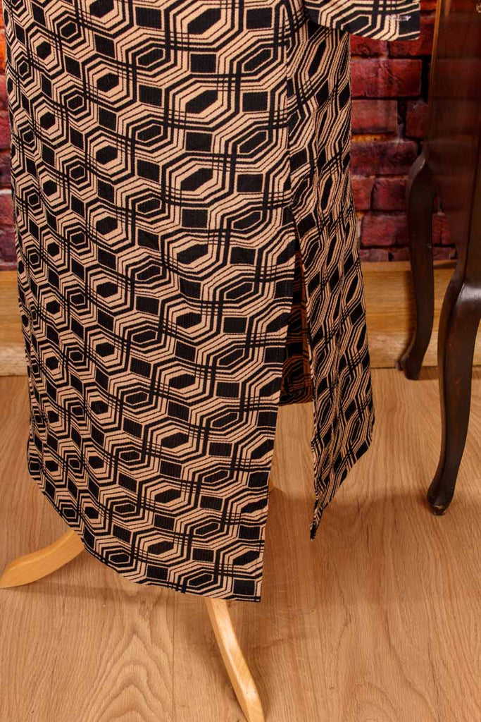 Vintage Wabenkleid beige-braun