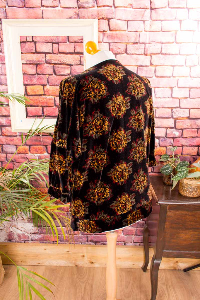 Samt Fledermaus-Top schwarz bunt