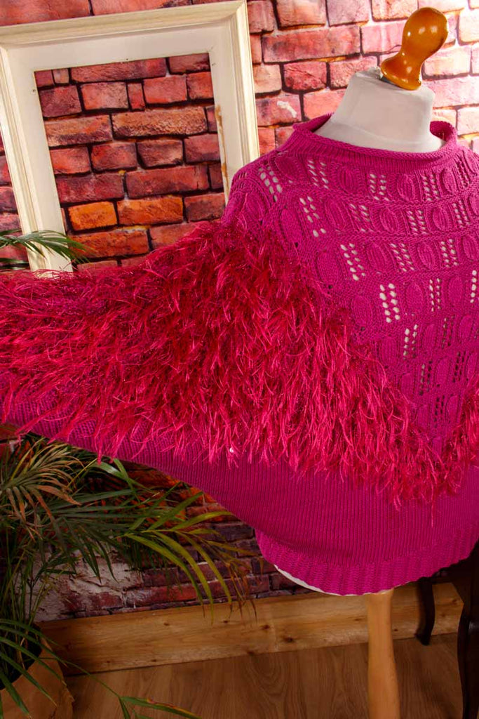 Fledermaus Zottelpulli pink