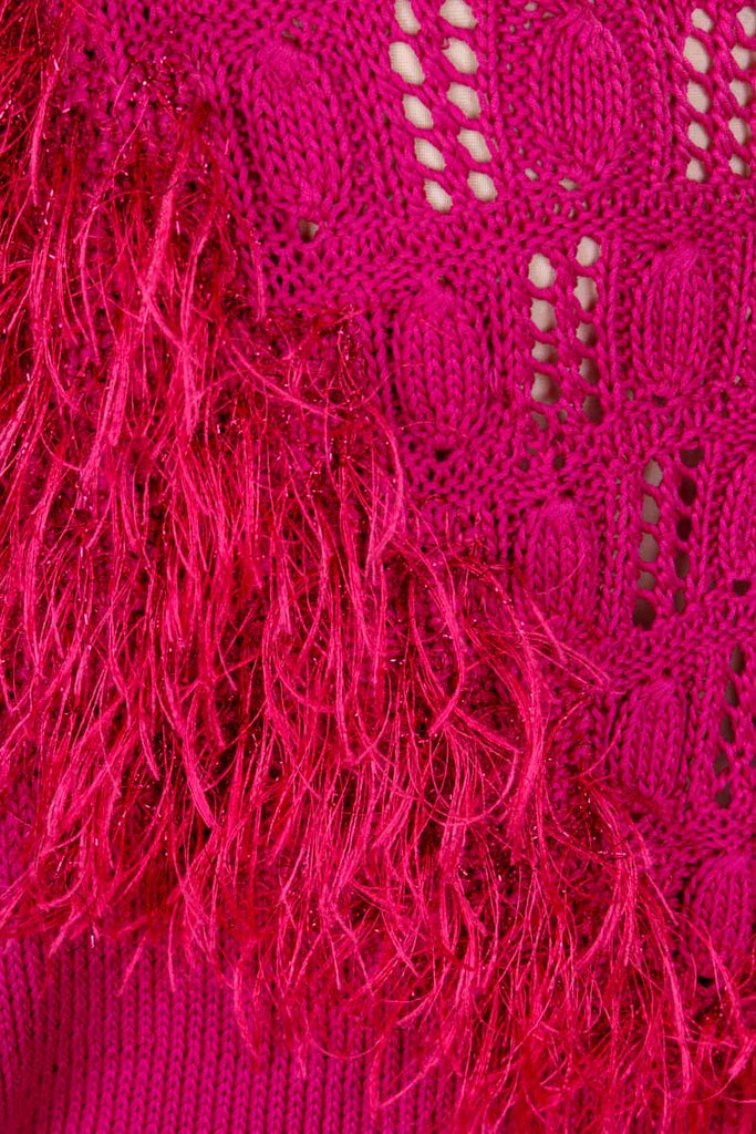 Fledermaus Zottelpulli pink