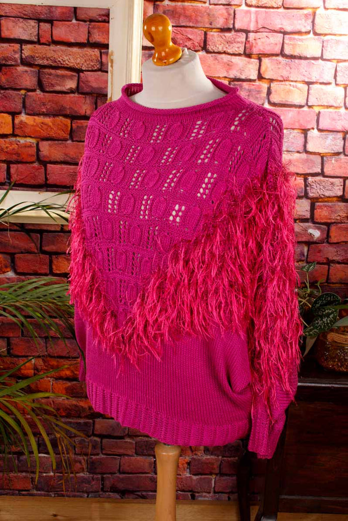 Fledermaus Zottelpulli pink