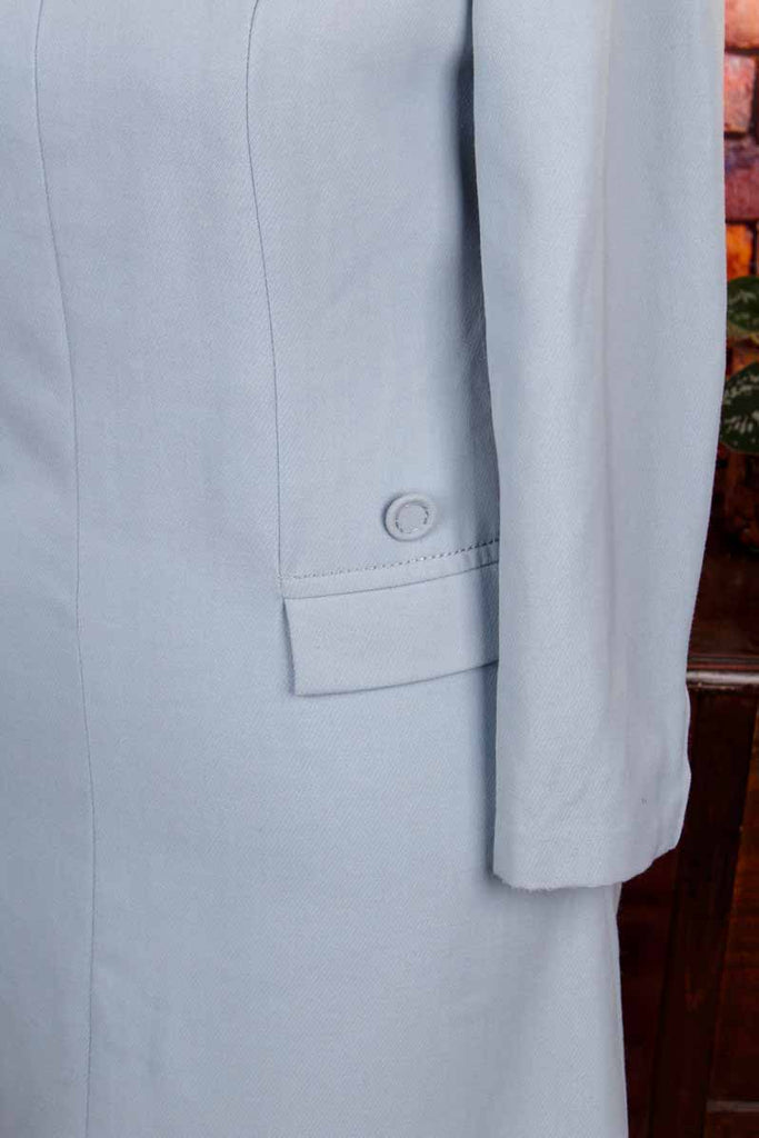 60s Kleid taubenblau Wollmix