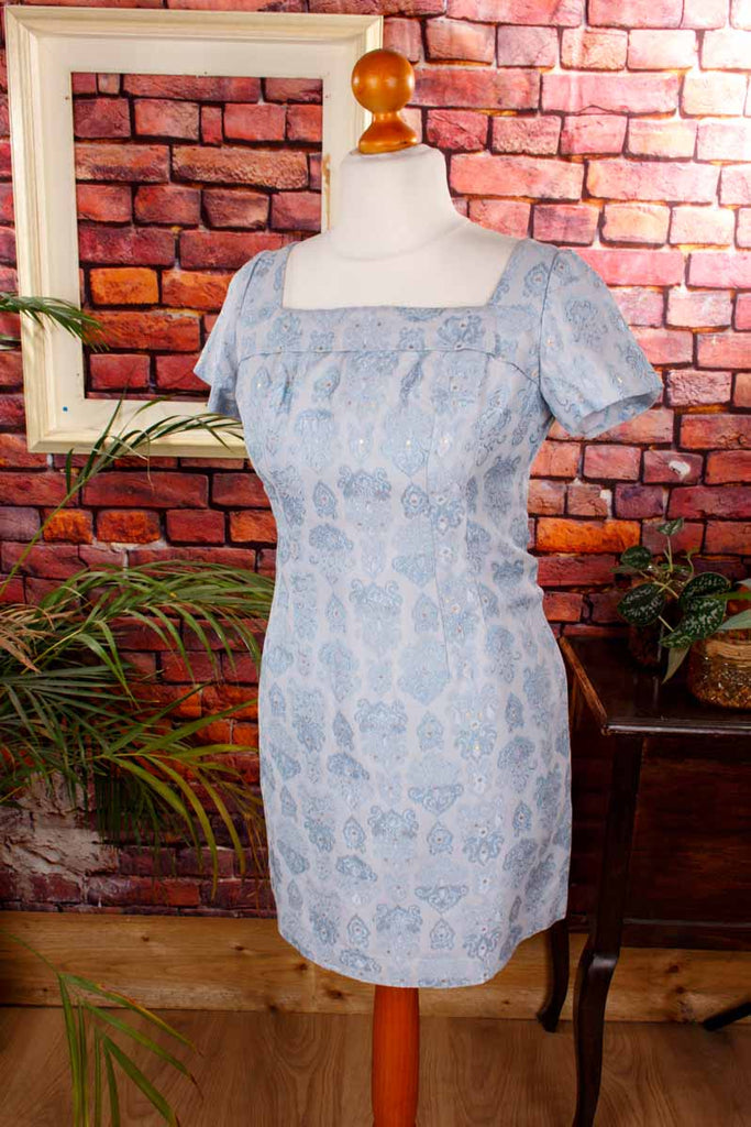 hellblaues Brokat Abendkleid