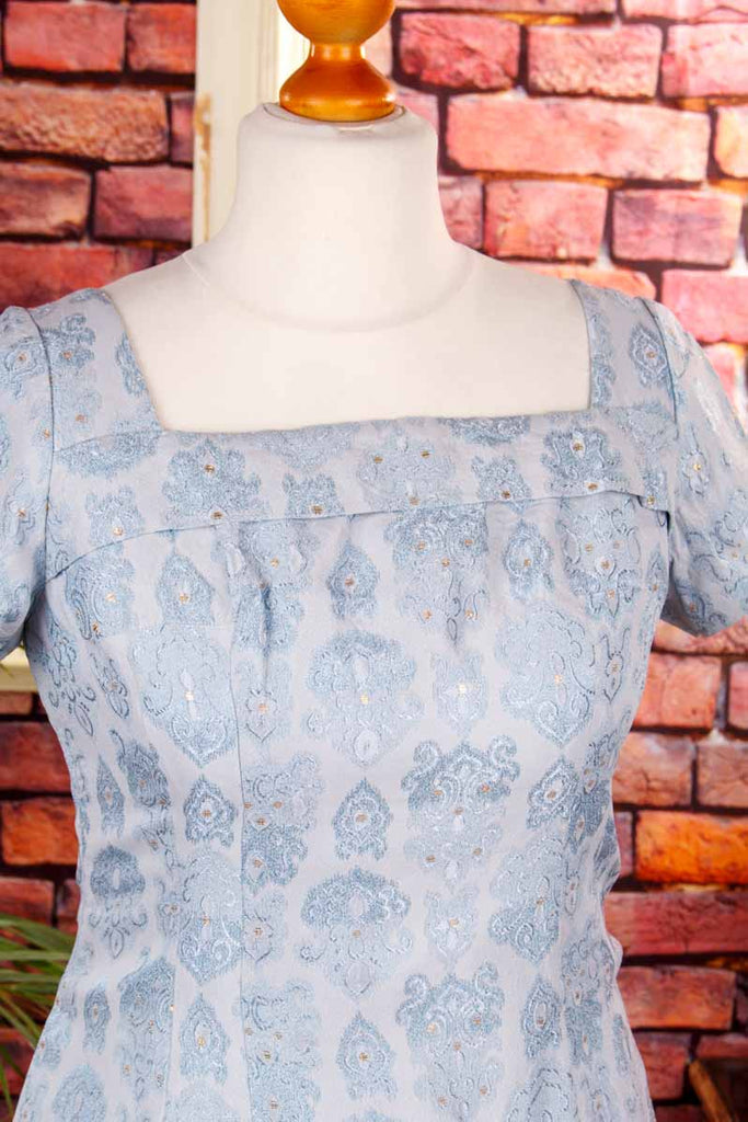 hellblaues Brokat Abendkleid