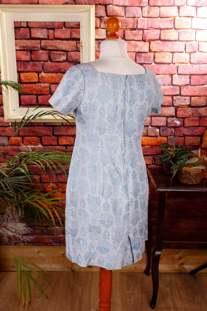 hellblaues Brokat Abendkleid