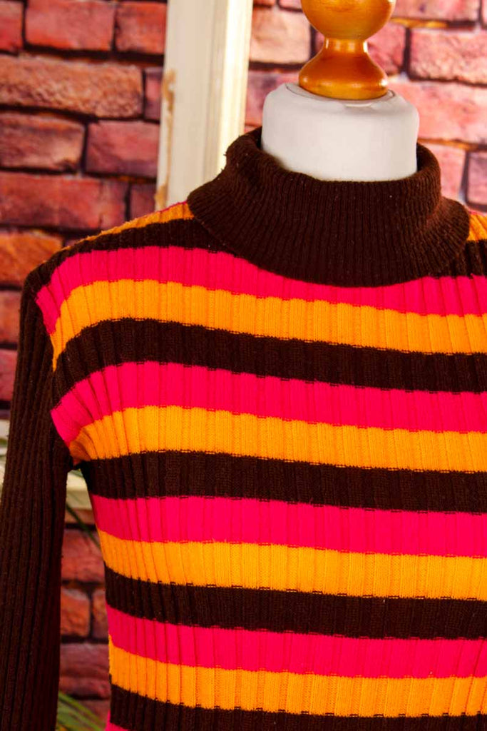 70s Ringelpulli braun orange