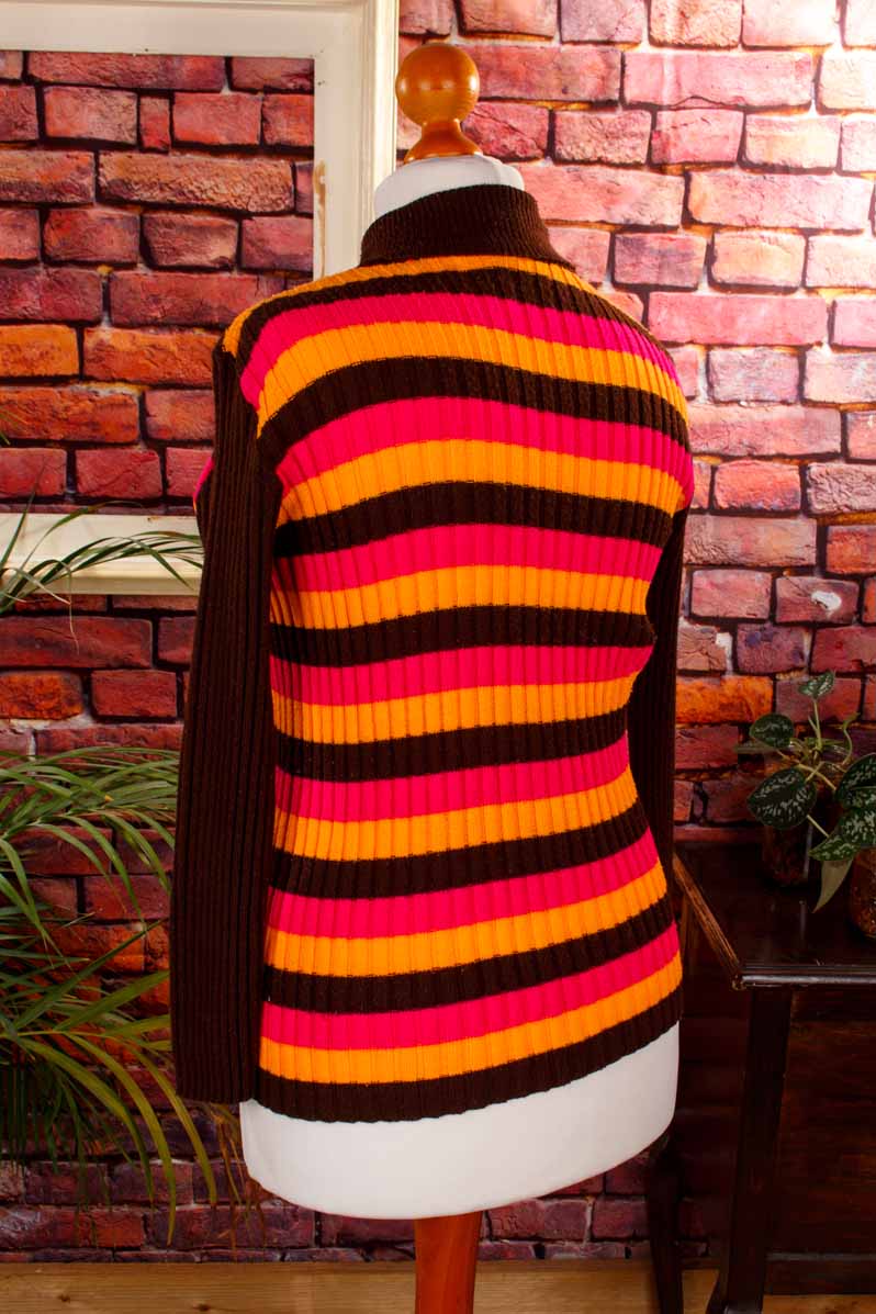 70s Ringelpulli braun orange
