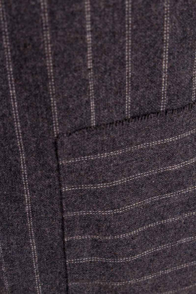 grau gestreiftes Top Wolle