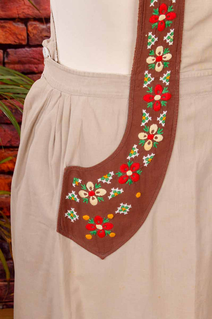 Vintage Küchenschürze braun bestickt