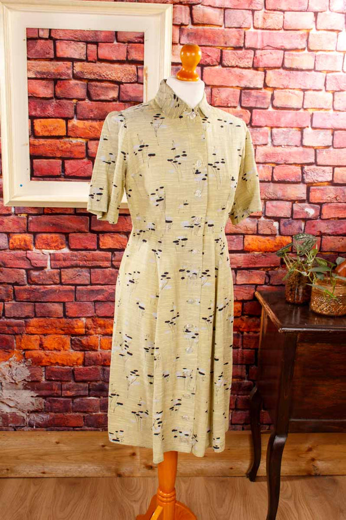 40s Kleid gelb Muster