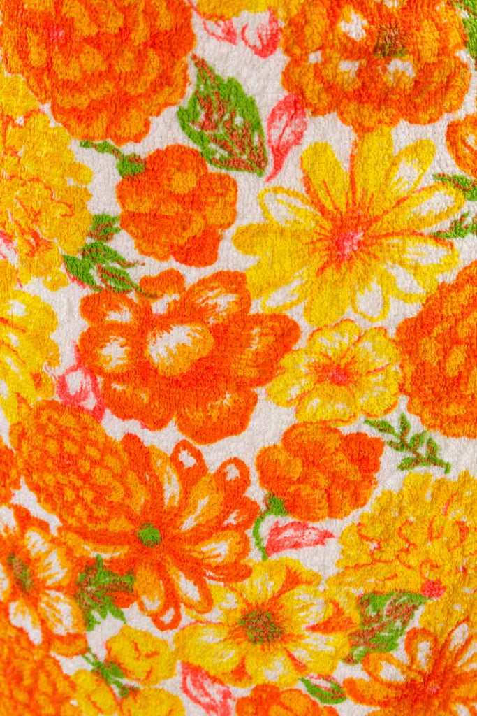 60s Frotteekleid orange Blumen