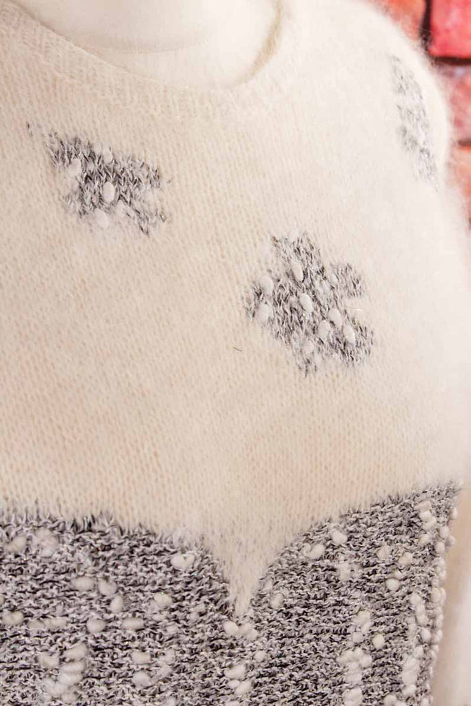 Angora Pullover weiß grau