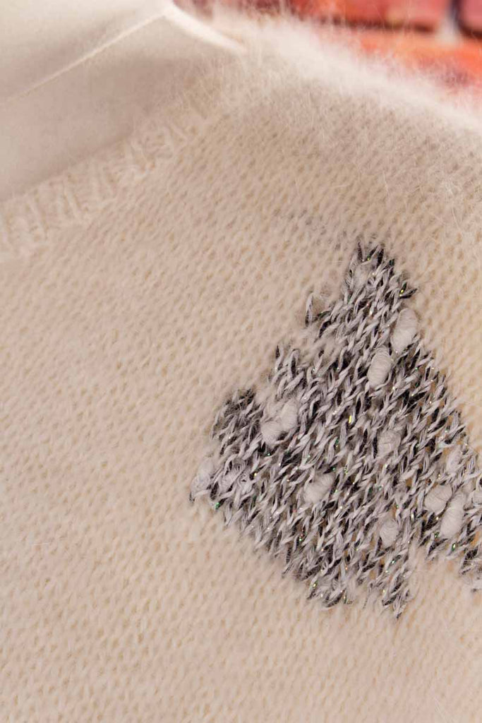 Angora Pullover weiß grau