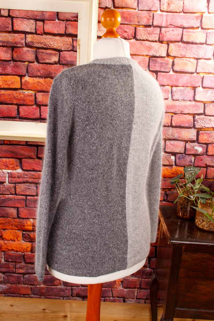 Angora-Seide Pullover grau Zopfmuster