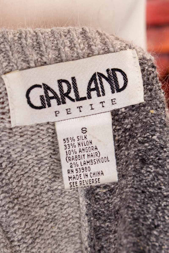 Angora-Seide Pullover grau Zopfmuster