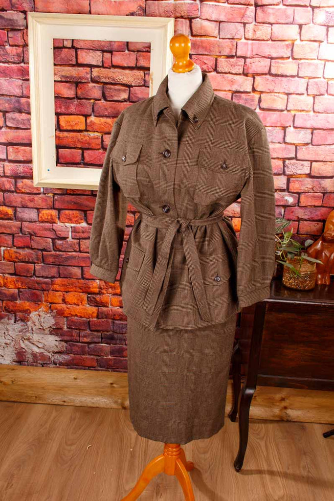 ROBINOW Woll Kostüm braun Pepita