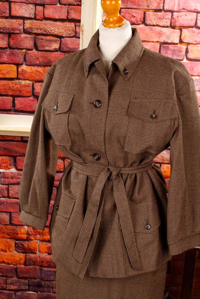 ROBINOW Woll Kostüm braun Pepita