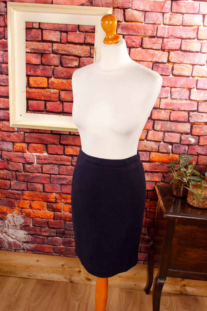 Wolle Bleistiftrock blau