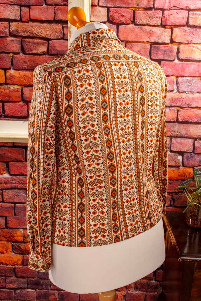 70s Disco Bluse braun Muster