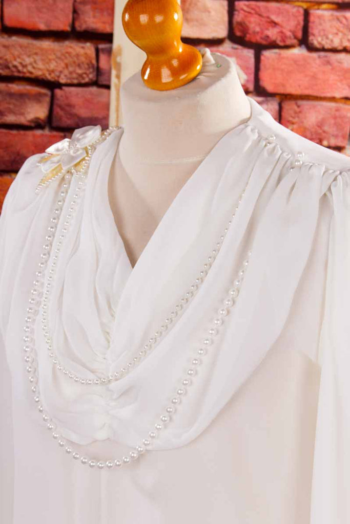 Chiffonbluse weiß mit Perlen