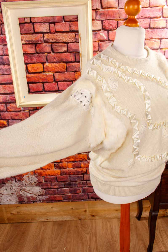 80er Jahre Pullover Fell+Strass