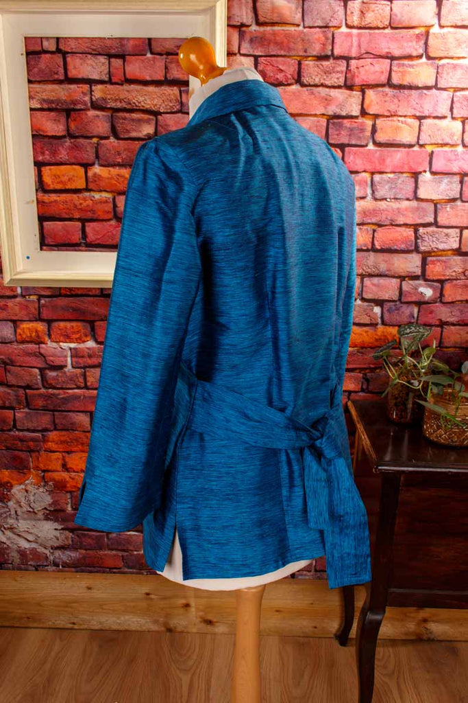 Seiden Taftbluse blau schimmernd