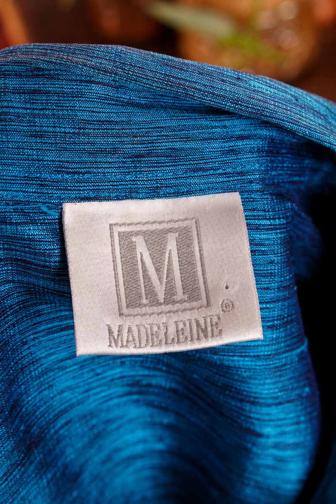 Seiden Taftbluse blau schimmernd