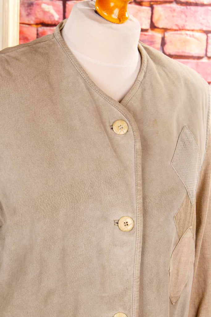 Landhaus Lederjacke mit Leinen