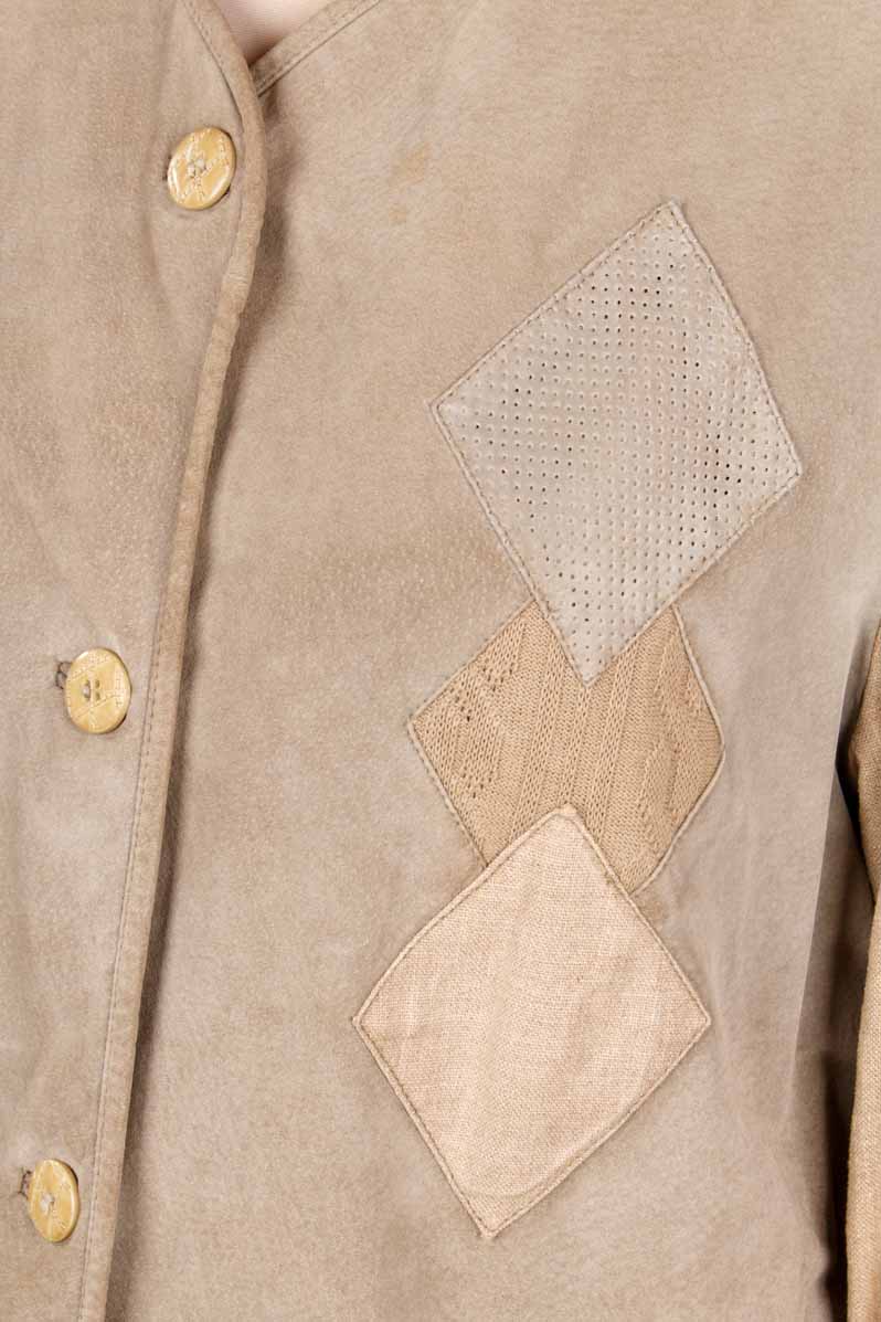 Landhaus Lederjacke mit Leinen