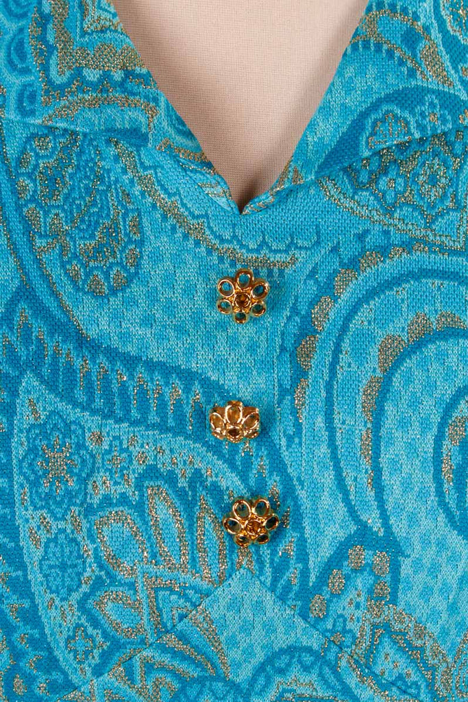 70s Disco Brokatkleid türkis